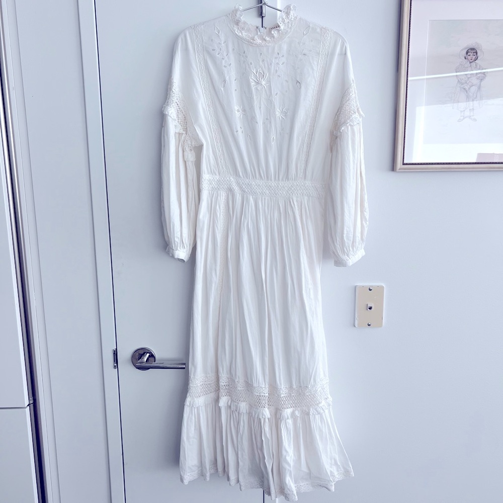 Ulla Johnson embroidered lace MIDI Dress in white Sample OOAK